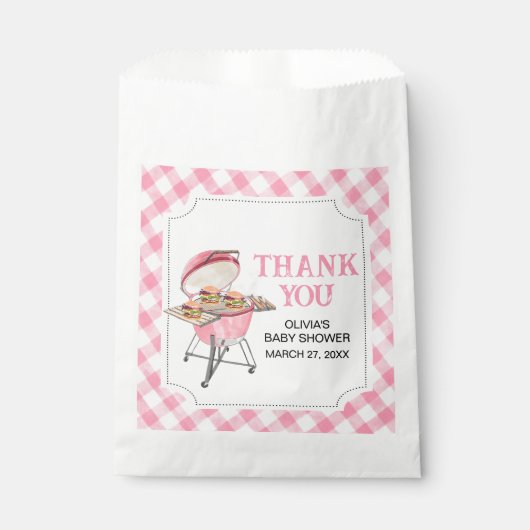 Roze Burger BBQ Baby shower Bedankzakje (Voorkant)