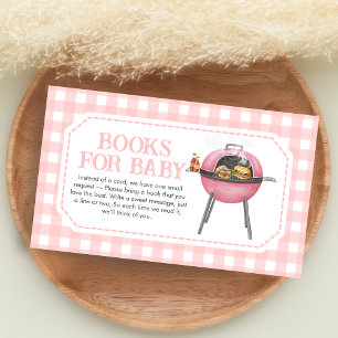 Roze Burger BBQ Baby Shower Boeken voor Baby Informatiekaartje