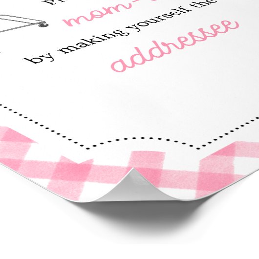 Roze Burger BBQ Baby shower Envelope Station Poster (Hoek)