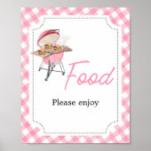 Roze Burger BBQ Baby shower Eten Poster (Voorkant)