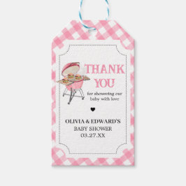 Roze Burger BBQ Baby shower Favor Tags Cadeaulabel