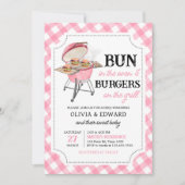 Roze Burger BBQ Baby shower Kaart (Voorkant)