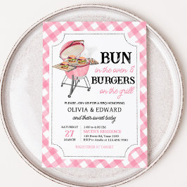 Roze Burger BBQ Baby shower Kaart