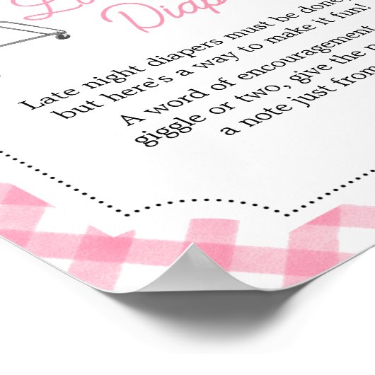 Roze Burger BBQ Baby shower Late Night Luiers Poster (Hoek)