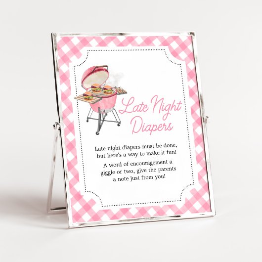 Roze Burger BBQ Baby shower Late Night Luiers Poster