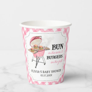 Roze Burger BBQ Baby shower Papieren Bekers