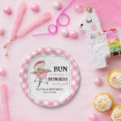 Roze Burger BBQ Baby shower Papieren Bordje (Feest)