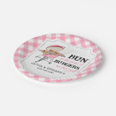 Roze Burger BBQ Baby shower Papieren Bordje (Gekanteld)