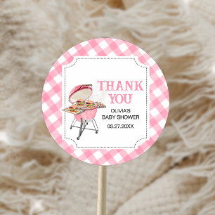 Roze Burger BBQ Baby shower Ronde Sticker