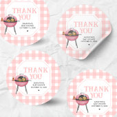 Roze Burger BBQ Baby Shower Ronde Sticker