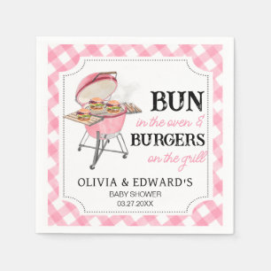 Roze Burger BBQ Baby shower Servet