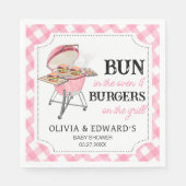 Roze Burger BBQ Baby shower Servet (Voorkant)
