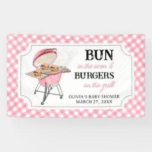 Roze Burger BBQ Baby shower Spandoek