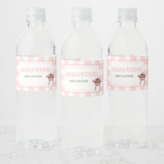 Roze Burger BBQ Baby Shower Waterfles Etiket (Flessen)