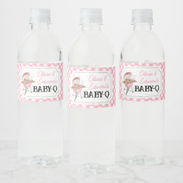 Roze Burger BBQ Baby shower Waterfles Etiket
