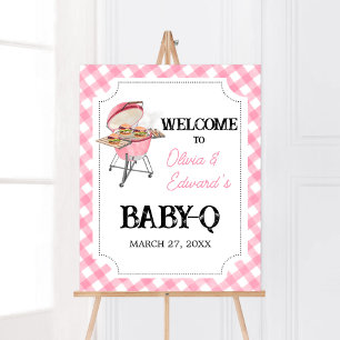 Roze Burger BBQ Baby shower Welkom Poster