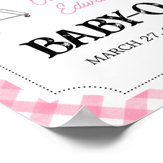 Roze Burger BBQ Baby shower Welkom Poster (Hoek)