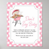 Roze Burger BBQ Baby shower Zeg niet Baby Poster (Voorkant)