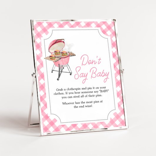 Roze Burger BBQ Baby shower Zeg niet Baby Poster