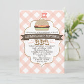 Roze Burger Couples BBQ Baby Shower Invitations Kaart (Staand voorkant)