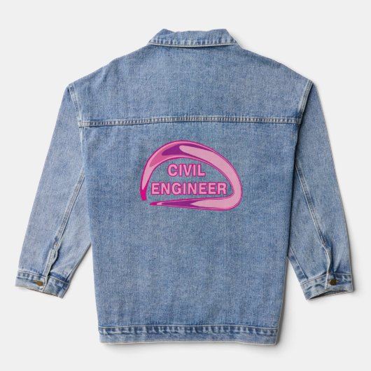 Roze Burgerlijk Ingenieur Golfballen Denim Jacket (Achterkant)
