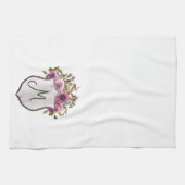  Roze Burgundy Amour Floral Monogram Theedoek (Horizontaal)