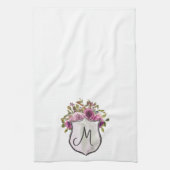  Roze Burgundy Amour Floral Monogram Theedoek (Verticaal)