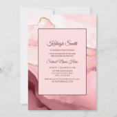 Roze Burgundy Red Marble Trunk Party Invite Kaart (Voorkant)