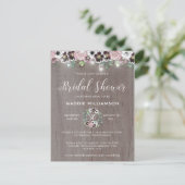 Roze Burgundy Rustieke Boho Bruiloft Uitnodiging (Staand voorkant)