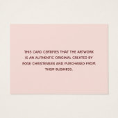 Roze Burgundy Script Certificate of Authenticity Visitekaartje (Achterkant)