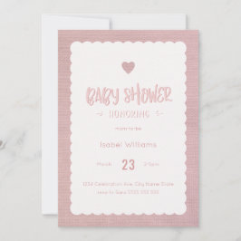 Roze Burlap Baby shower Uitnodiging - Blank Revers