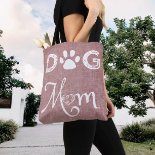 Roze Burlap Dog Mam Canvas tas