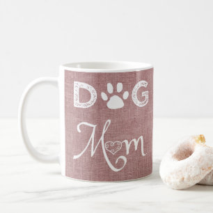 Roze Burlap Dog Mam Coffee Mok
