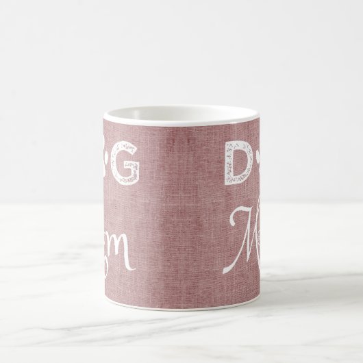Roze Burlap Dog Mam Coffee Mok (Center)