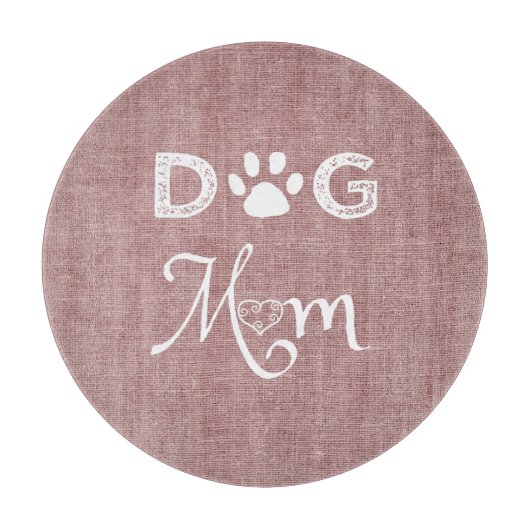 Roze Burlap Dog Mam Cutting Board Snijplank (Voorkant)