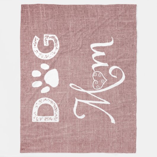 Roze Burlap Dog mam Fleece Blanket (Voorkant)