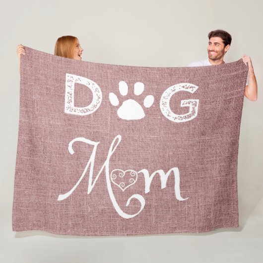 Roze Burlap Dog mam Fleece Blanket Deken (In situ)