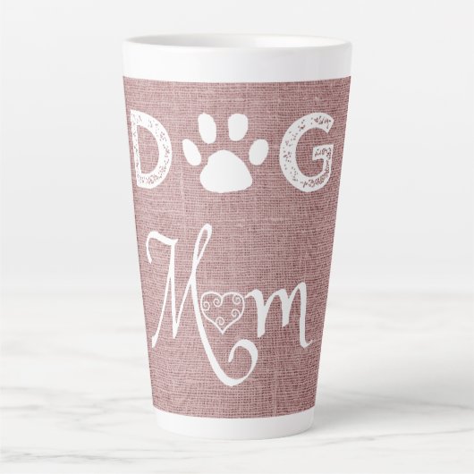 Roze Burlap Dog Mam Latte Mok (Voorkant)