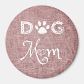 Roze Burlap Dog Mam Magnet (Voorkant)