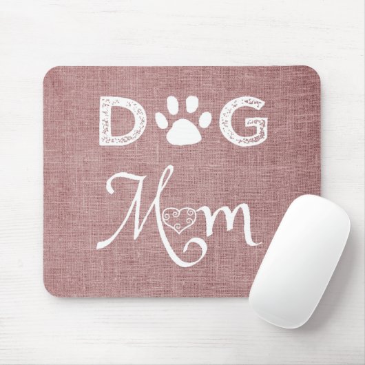 Roze Burlap Dog Mam Muismat (Met muis)