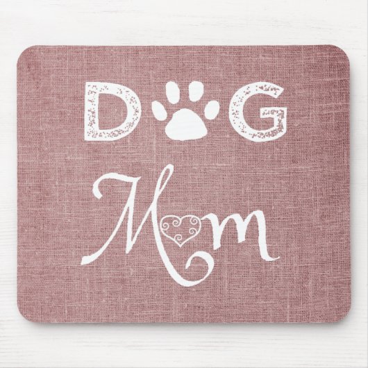 Roze Burlap Dog Mam Muismat (Voorkant)