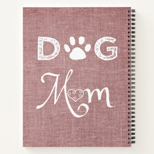 Roze Burlap Dog Mam Notitieboek (Achterkant)