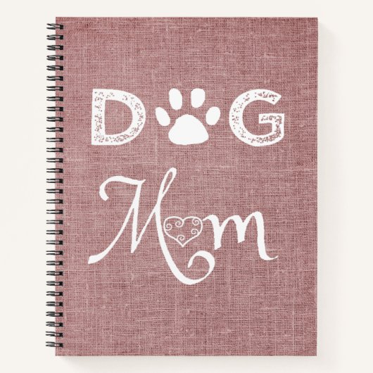 Roze Burlap Dog Mam Notitieboek (Voorkant)