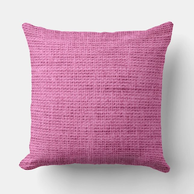 Roze Burlap Rustic Linen Kussen (Voorkant)