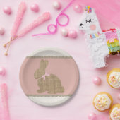 Roze & Burlap rustieke konijn paasfeest Baby showe Papieren Bordje (Feest)