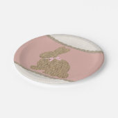 Roze & Burlap rustieke konijn paasfeest Baby showe Papieren Bordje (Gekanteld)