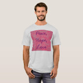 Roze Burn Out Patroon Vrede Liefde Destiny Art T-shirt (Voorkant volledig)