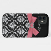 Roze bus met Damask iPhone Case (Achterkant (horizontaal))