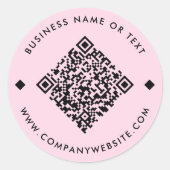 Roze | Business Custom QR Code Ronde Sticker (Voorkant)