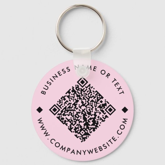 Roze | Business Custom QR Code Sleutelhanger (Voorkant)
